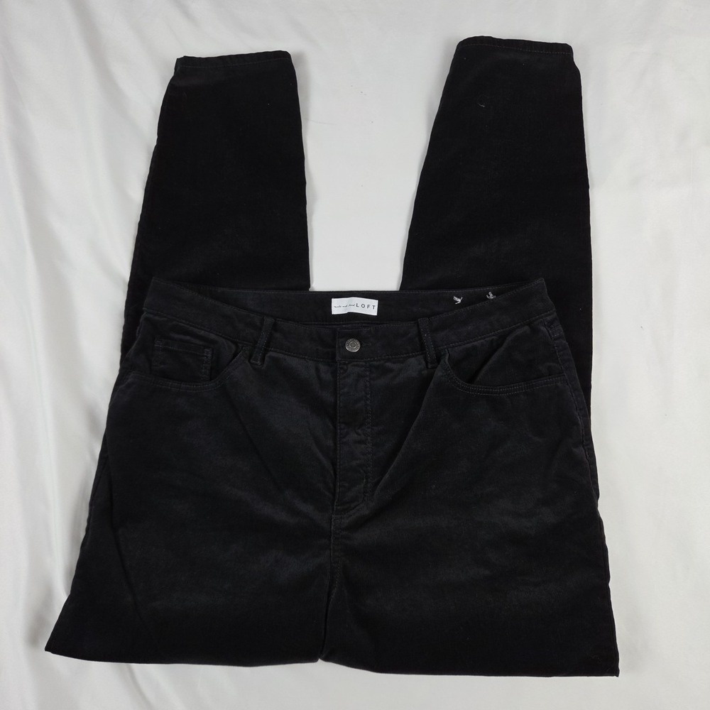 LOFT Soft Black Corduroy Skinny Pants Flat Size 16, 36x32